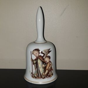 Vintage Christmas 1994 Decorative White Bell with Angel Design